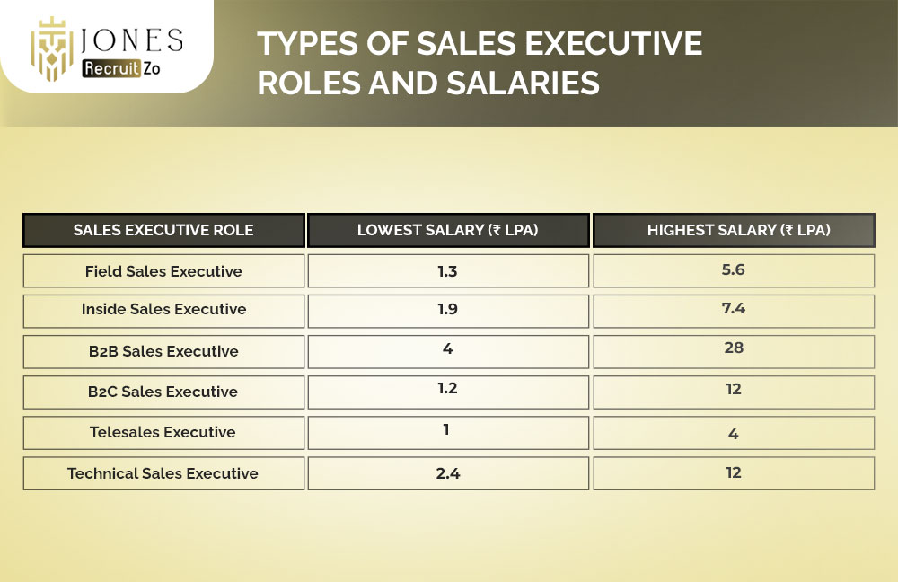 Types of Sales Executive Roles and Salaries